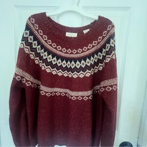 Weatherproof Brand Maroon Patterned Sweater Size Large.